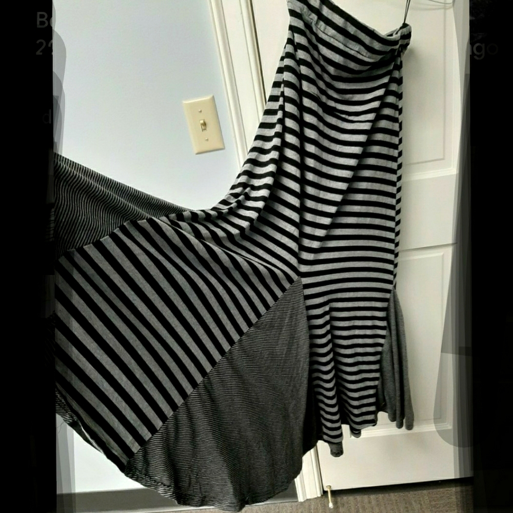 Gored Flaired Stripped Skirt